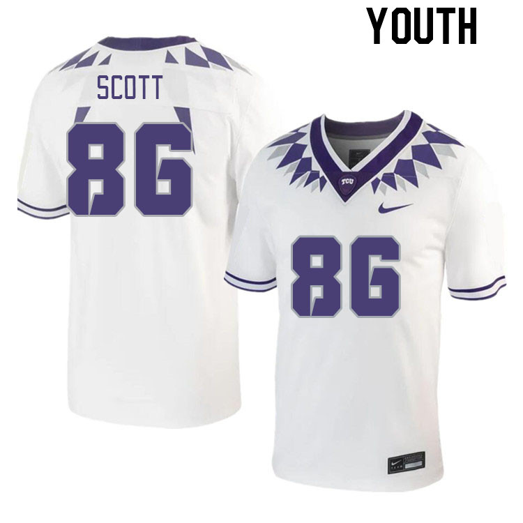 Youth #86 Drew Scott TCU Horned Frogs 2023 College Footbal Jerseys Stitched-White